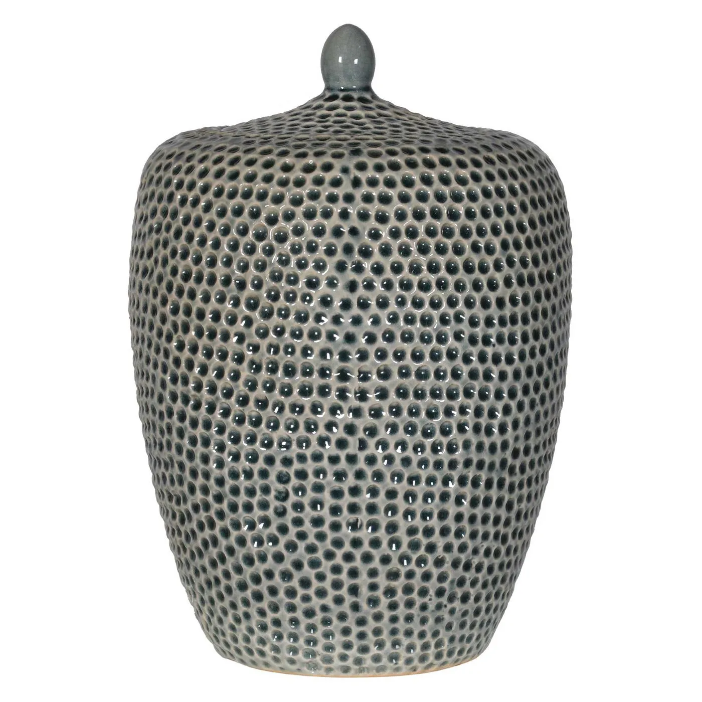 Large Glazed Ceramic Dimpled Jar, Blue