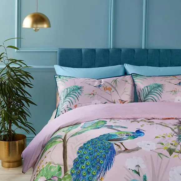 Soiree Peacock Jungle 200 Thread Count 100% Cotton Duvet Cover & Pillowcase Set 2