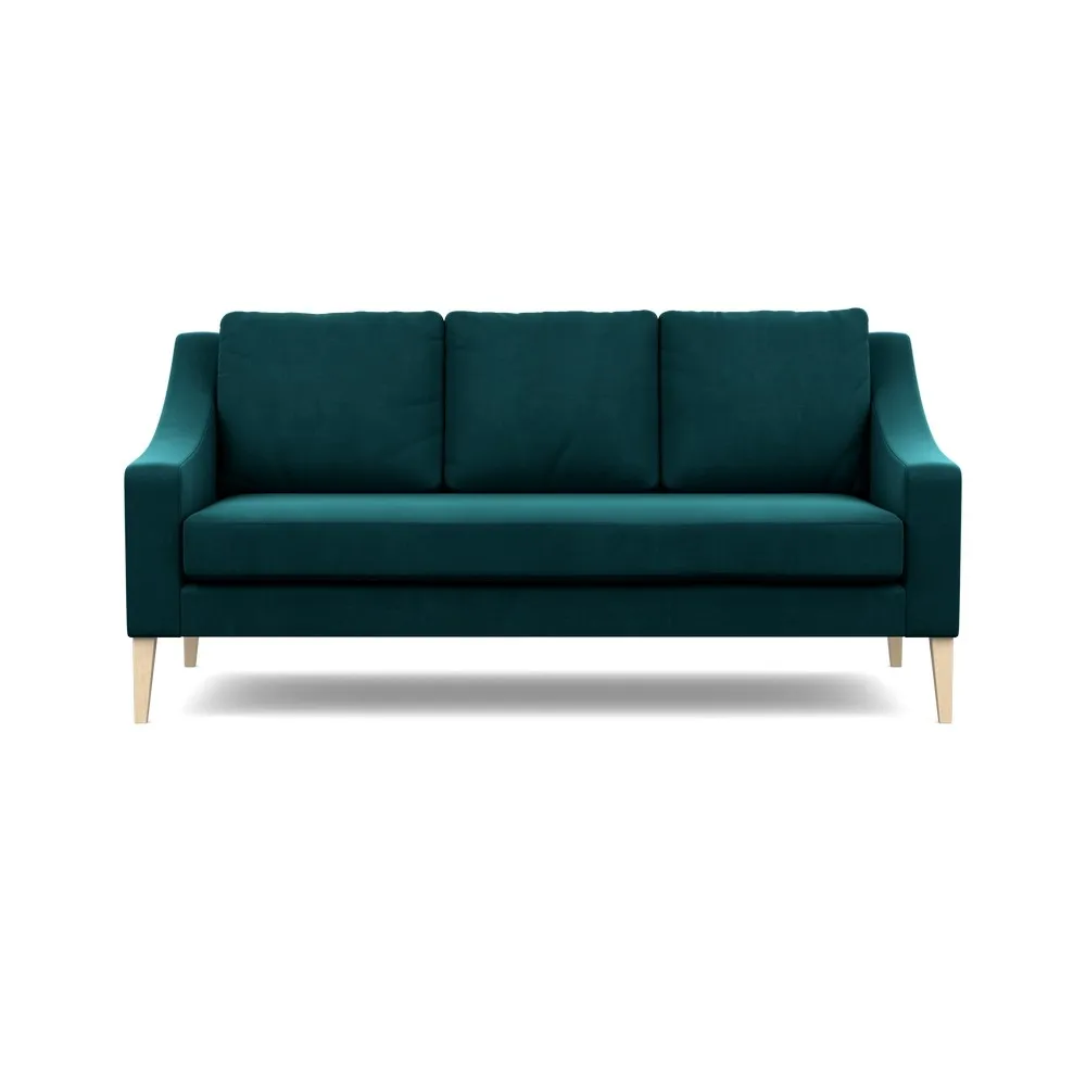 Heal's Richmond 3 Seater Sofa Smart Velvet Teal Walnut Feet