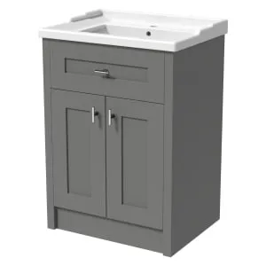 Wickes Hayman Dove Grey Traditional Freestanding Vanity Unit & Basin - 873 x 600mm
