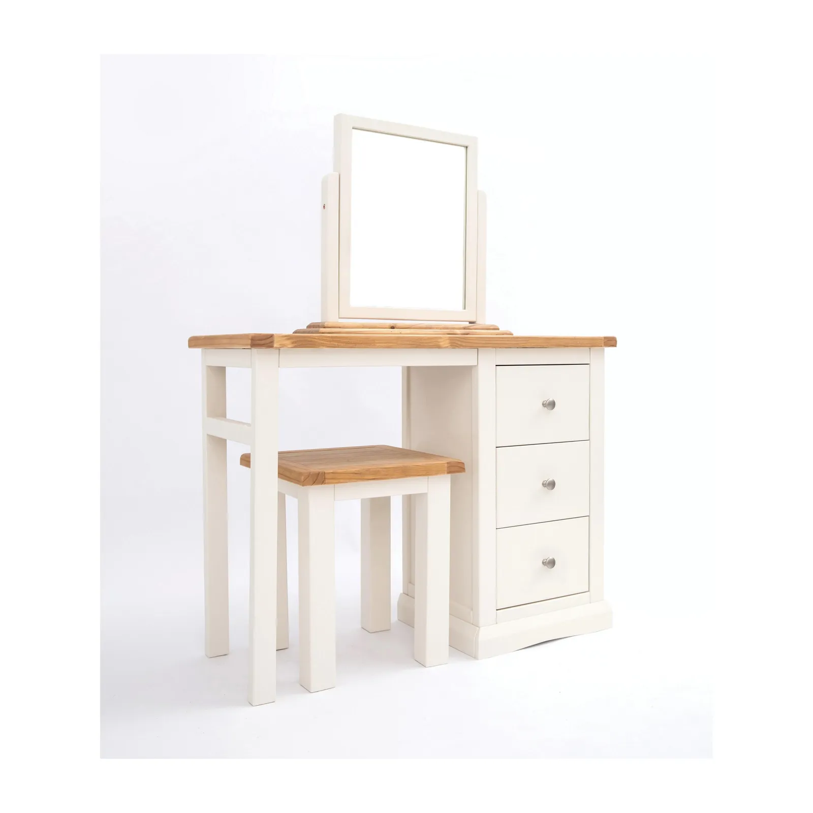 Cabinet Bits Castelli 3 Drawer Dressing Table Set Chrome Knob in Off-White 2