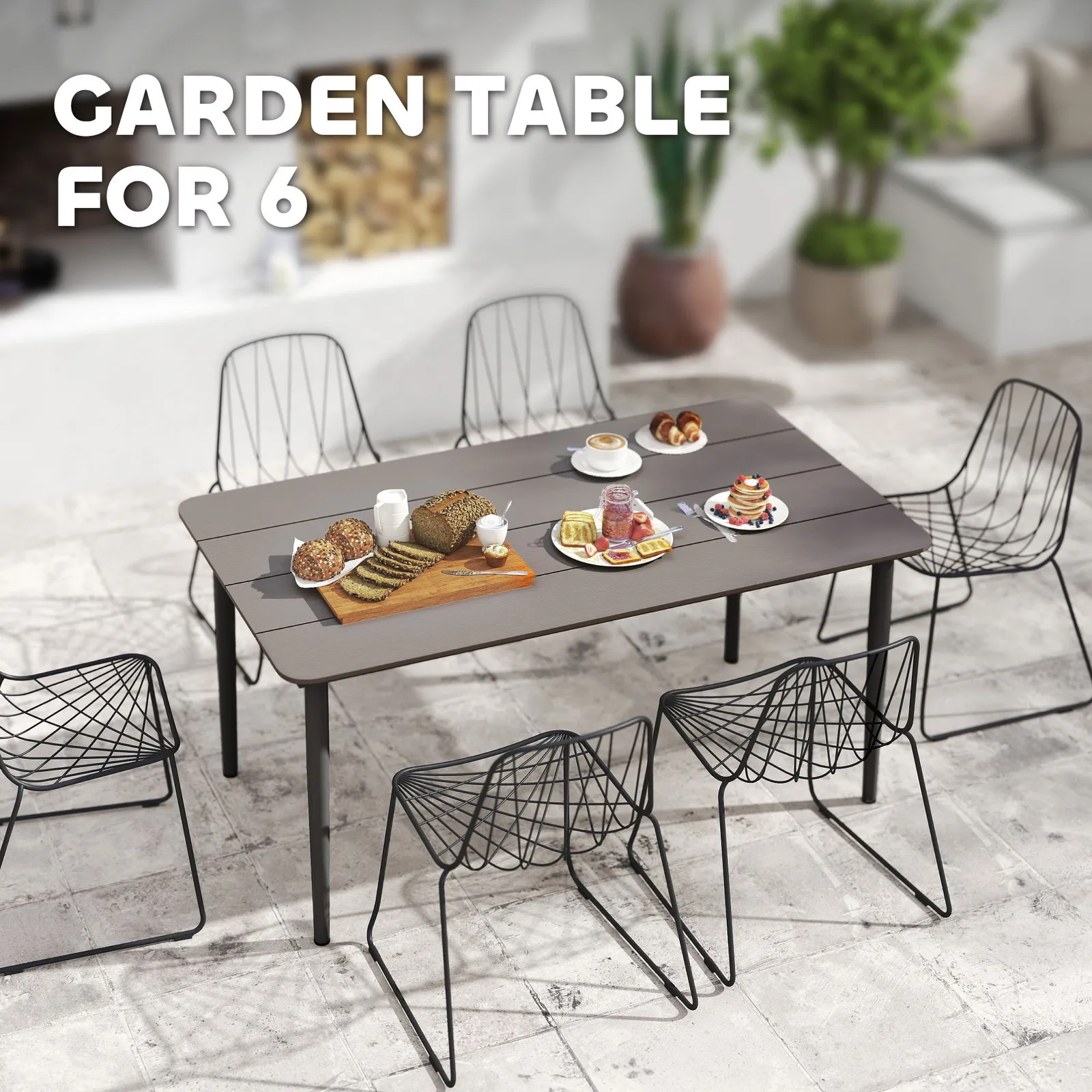 OUTSUNNY Garden Table with Rust Resistant Metal Frame in Dark Grey 4