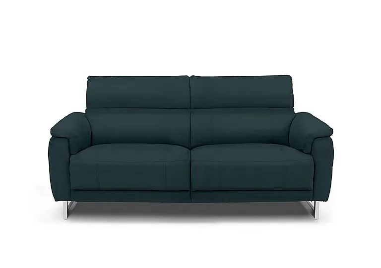 Moet 3 Seater Leather Power Recliner Sofa with Telescopic Headrests - Peacock