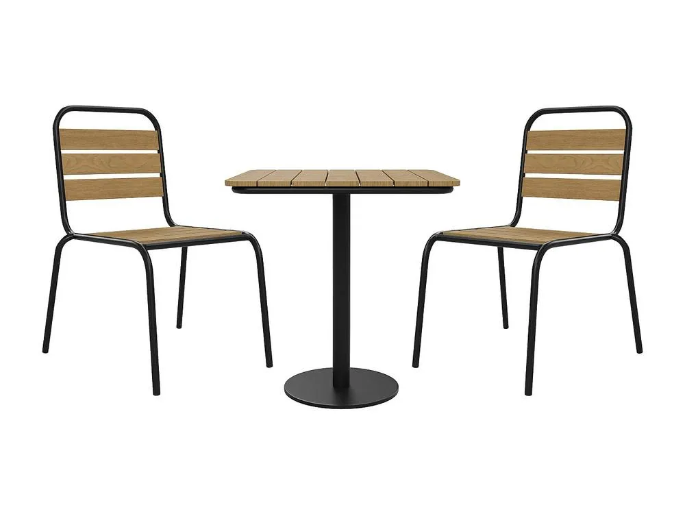 Vente-unique Garden Dining Set In Polywood & Metal: A Table W.70 Cm & 2 in Black 2