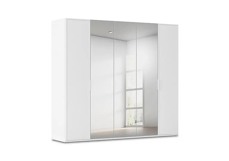 Cadre 251cm 5 Door Hinged Wardrobe with 3 Mirror Doors - Alpine White