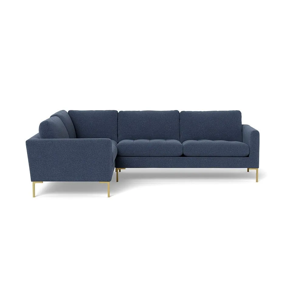 Heal's Eton Left Hand Facing Corner Sofa Textured Boucle Indigo Brass Feet 1