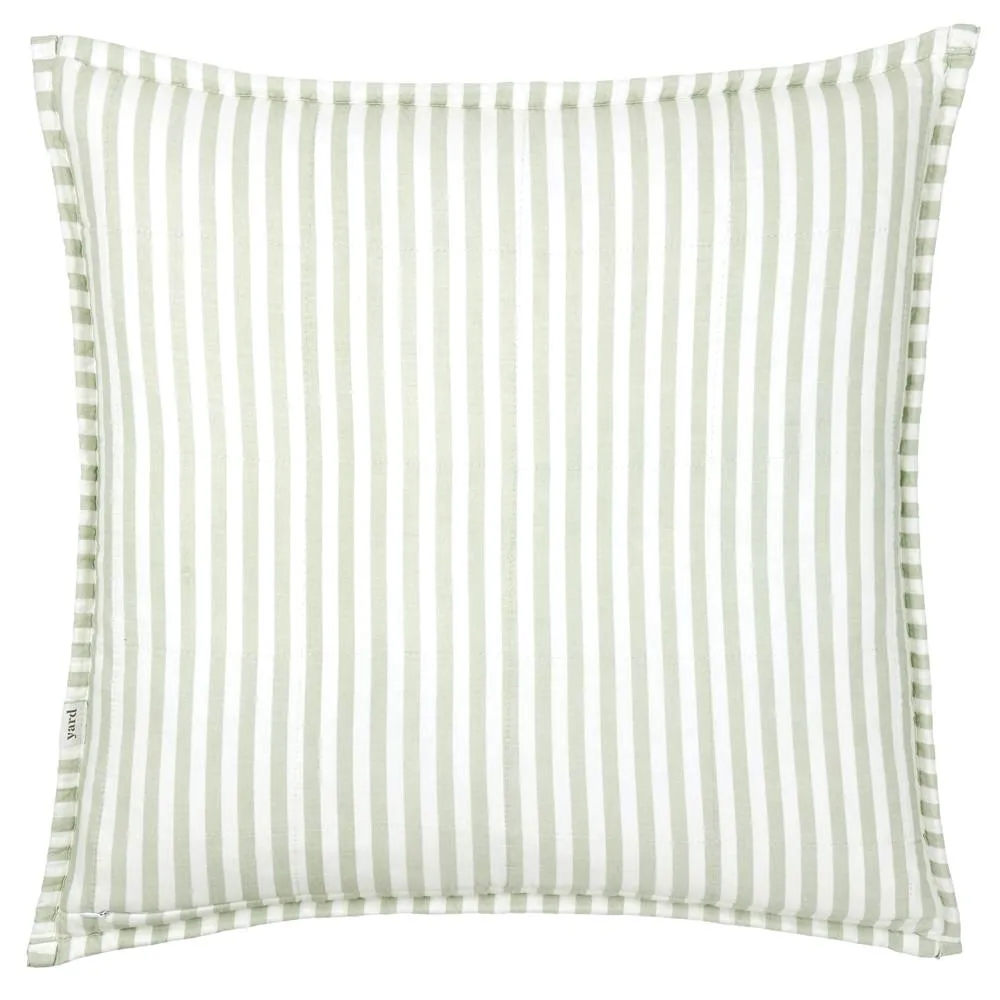 Yard Hebden Striped 100% Cotton Cushion in Pale Green 4