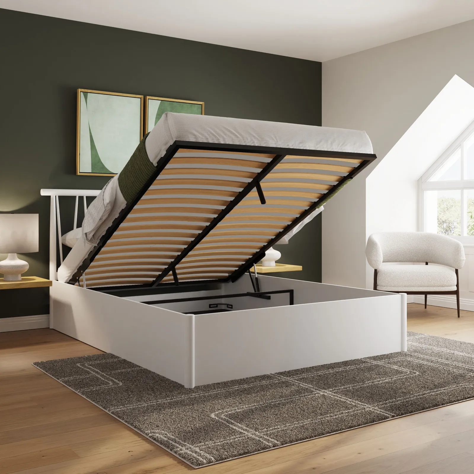 GFW Fusum Spindle Ottoman Bed in White 3