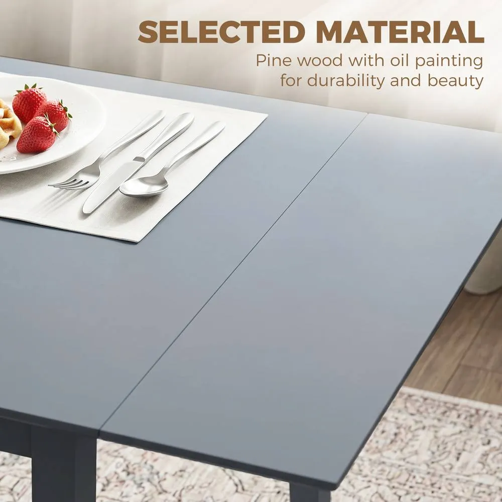 HOMCOM Folding Dining Table for Small Space Wood Drop Leaf Table in Grey 6