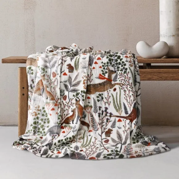 Woodland Printed Fleece Throw Blanket