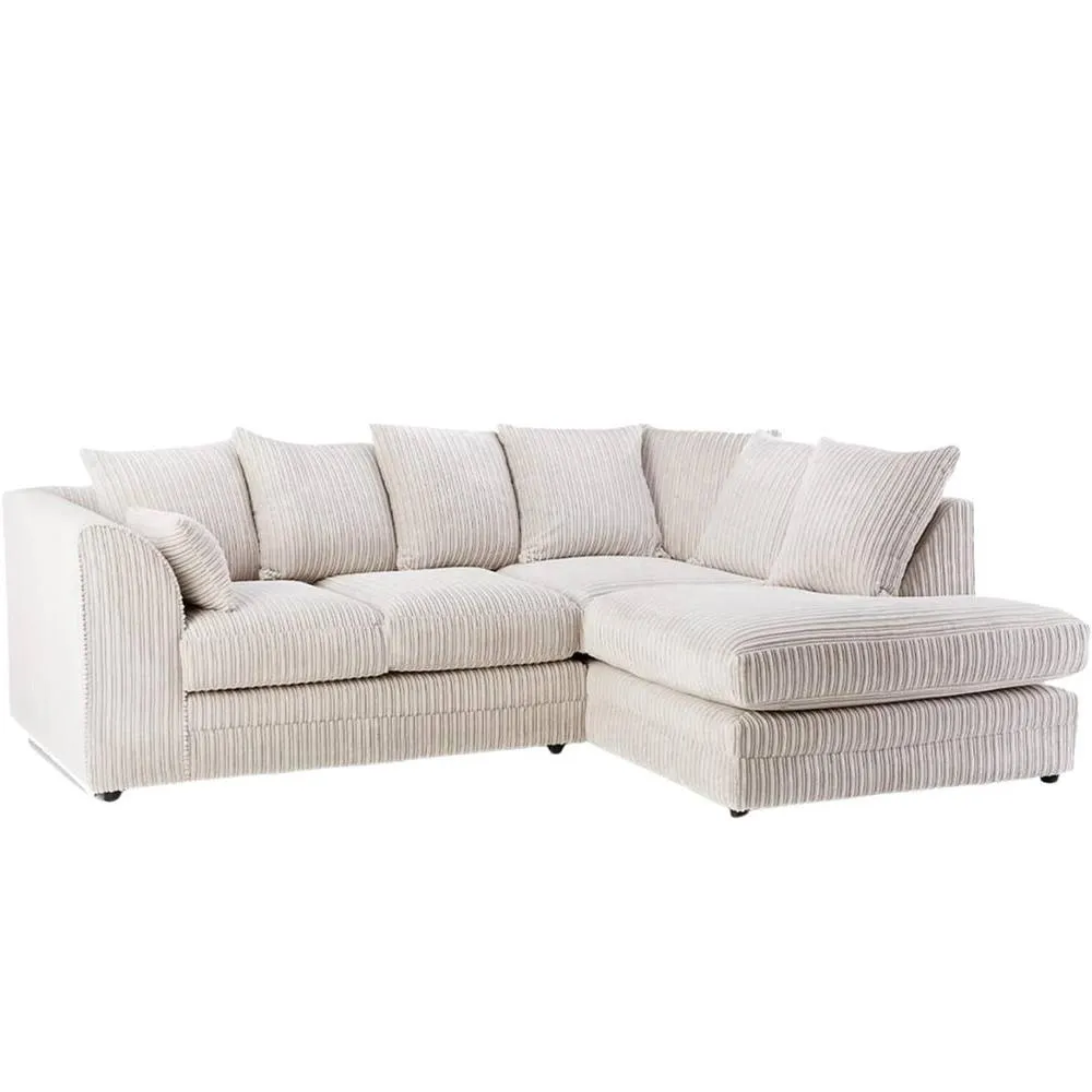 Bliss Furniture Jumbo Cord 4-Seater Right Hand Corner Sofa in Cream, Cozy Design in Cream
