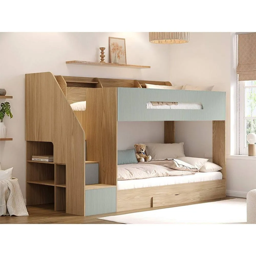 Flair Finn Staircase Bunk Bed with Storage in Natural