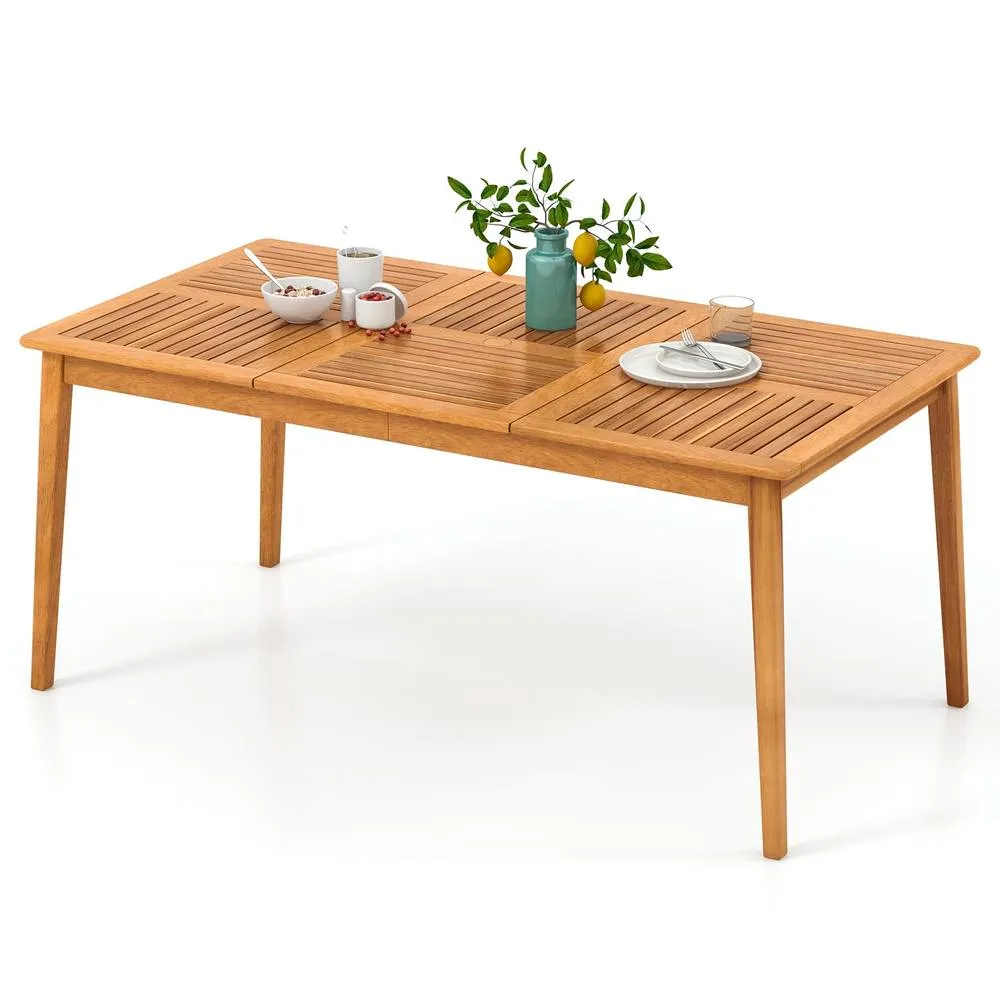 Costway Patio Table Outdoor Acacia Wood Dining Table for 6 People-Natural in Natural