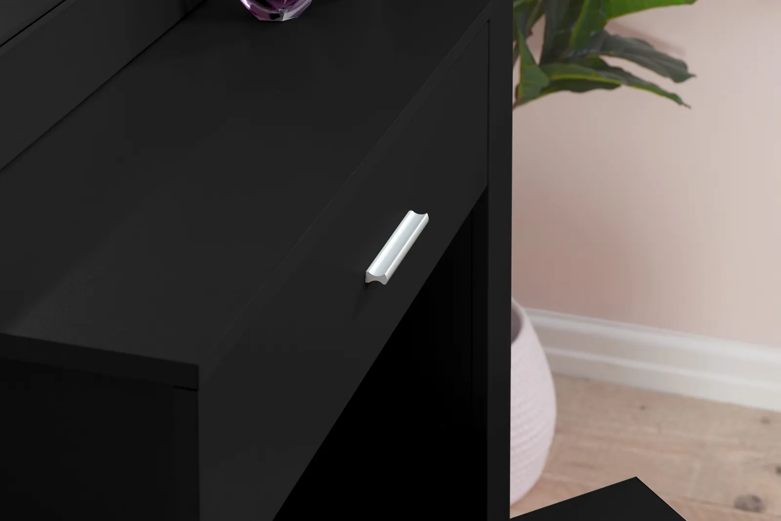Birlea Evelyn 1 Drawer Sliding Mirror Dressing Table White in Black 4