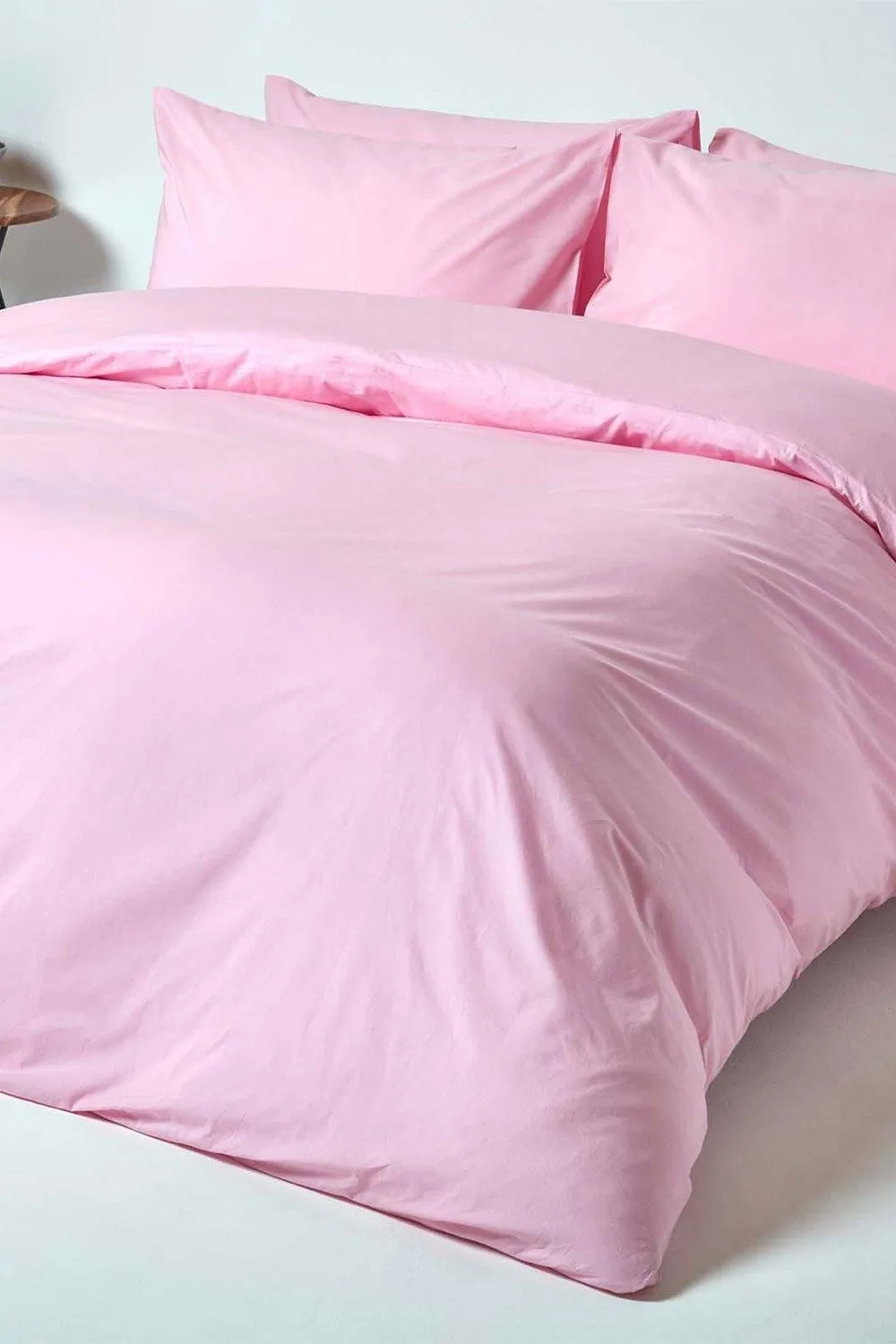 Homescapes Egyptian Cotton Duvet Cover with Pillowcase, 200 TC in Pink 2