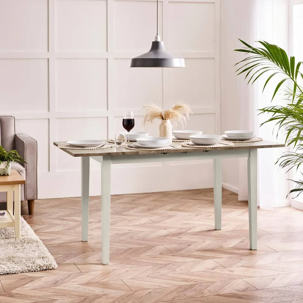 FurnitureboxUK Salcombe White & Grey Wood Extending 6 Seater Dining Table