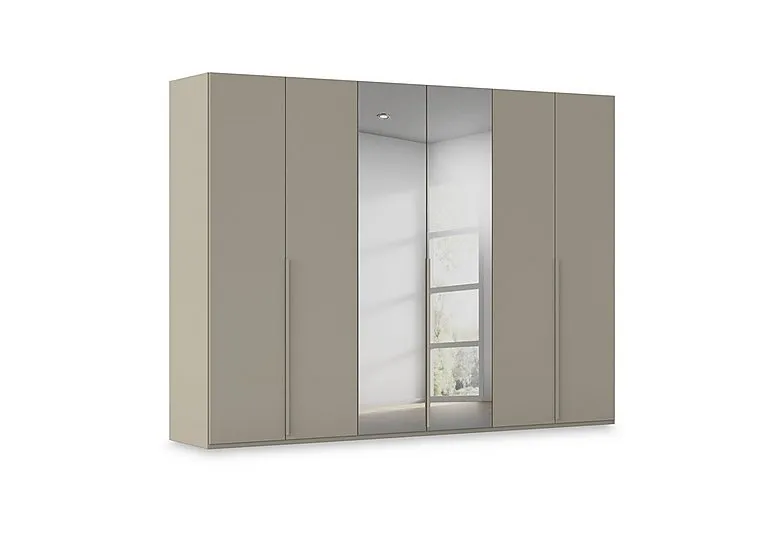 Haven 301cm 6 Door Hinged Wardrobe with 4 Décor Doors and 2 Mirror Doors