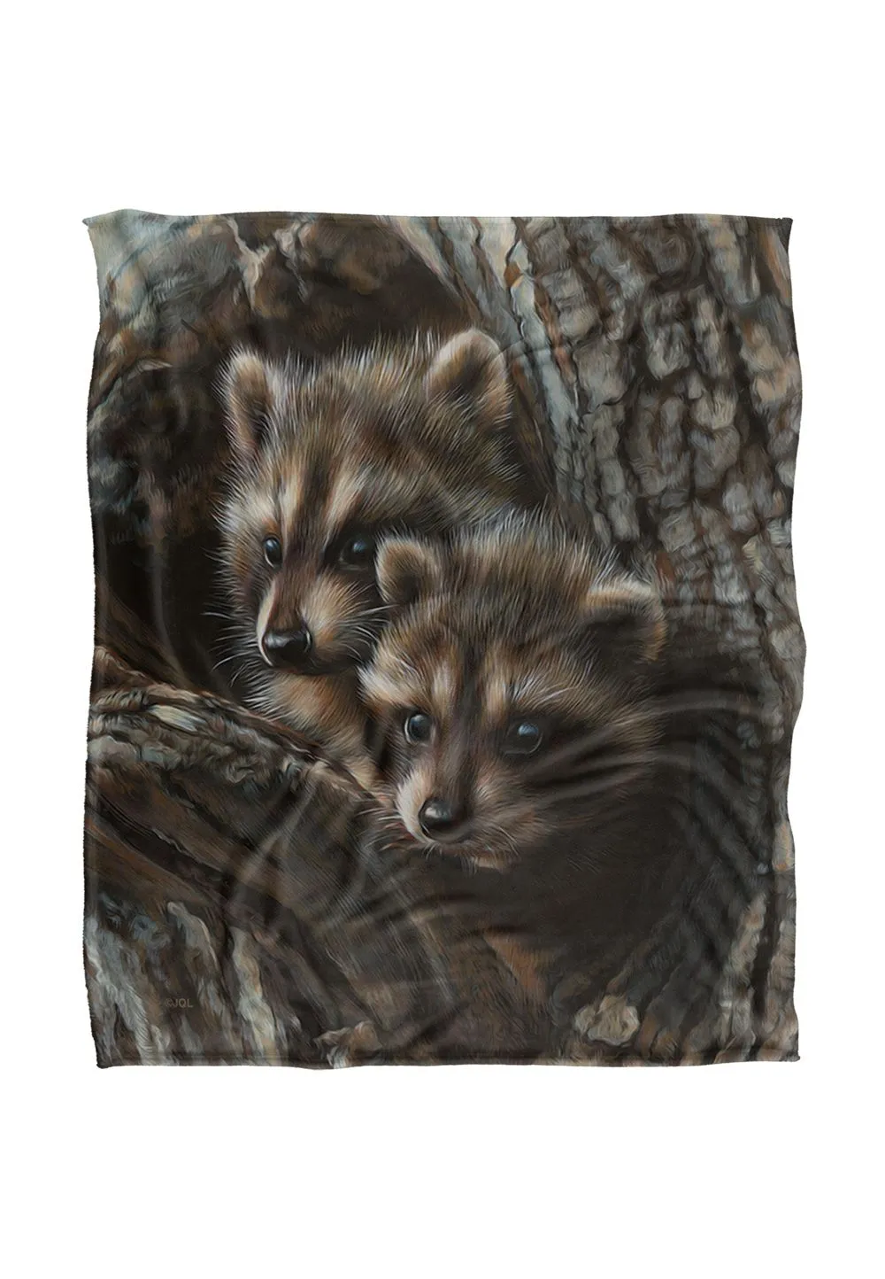 JQ Licensing Rl Two Raccons Silky Touch Super Soft Throw Blanket 152 X 127 cm in White