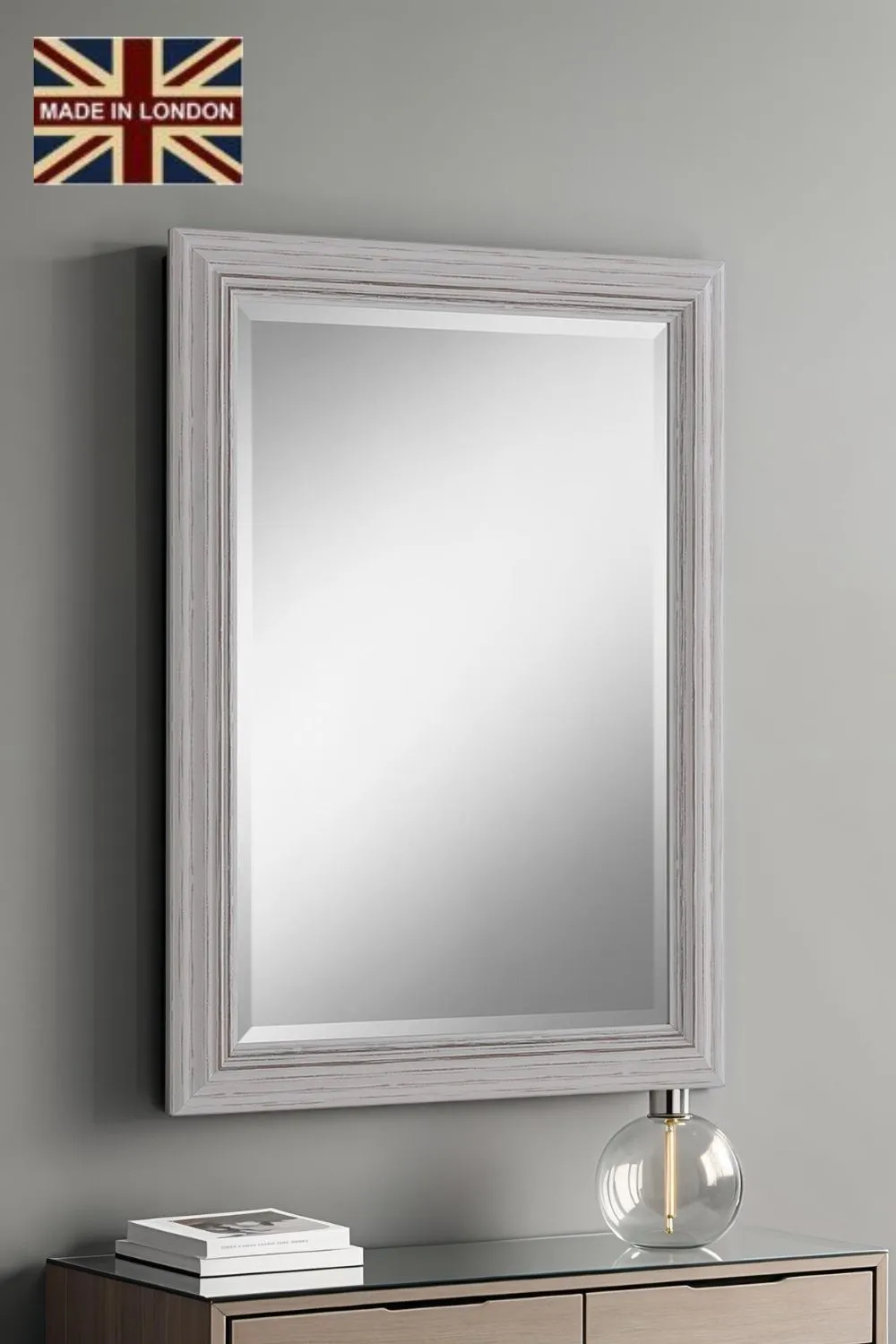 Yearn Mirrors Yearn Distressed White Framed Wall Mirror 100.5x72.5cm