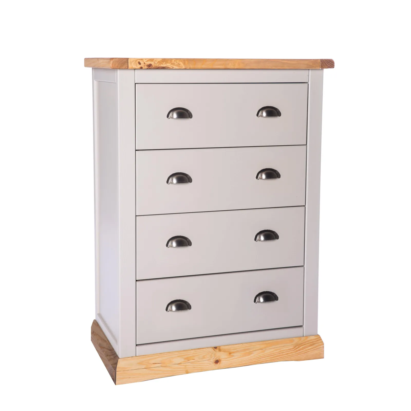 Cabinet Bits Bomporto 4 Drawer Chest of Drawers Chrome Cup Handle in Light Grey 3