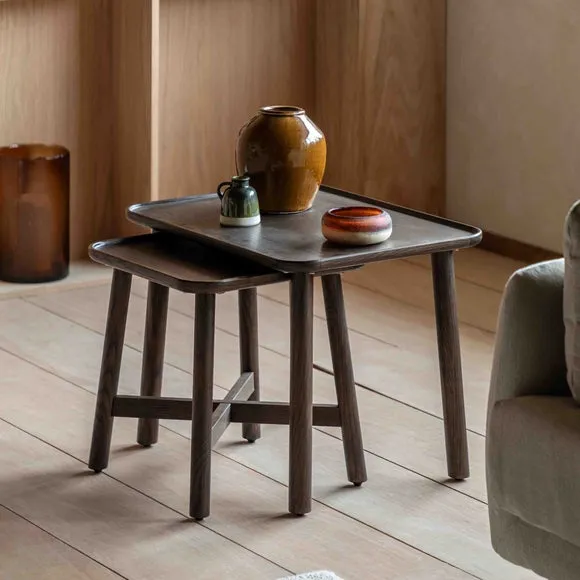 Kalia Nest of Side Tables, Oak Effect 1