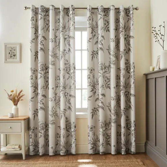 Bridget Etched Floral Blackout Eyelet Curtains 2