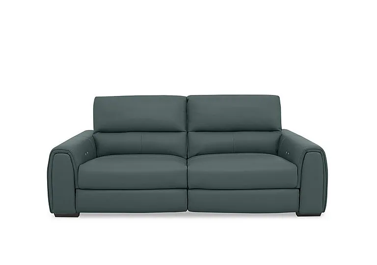 Flex Leather 3 Seater Power Recliner Sofa with Storage Arms - BV Lake Green