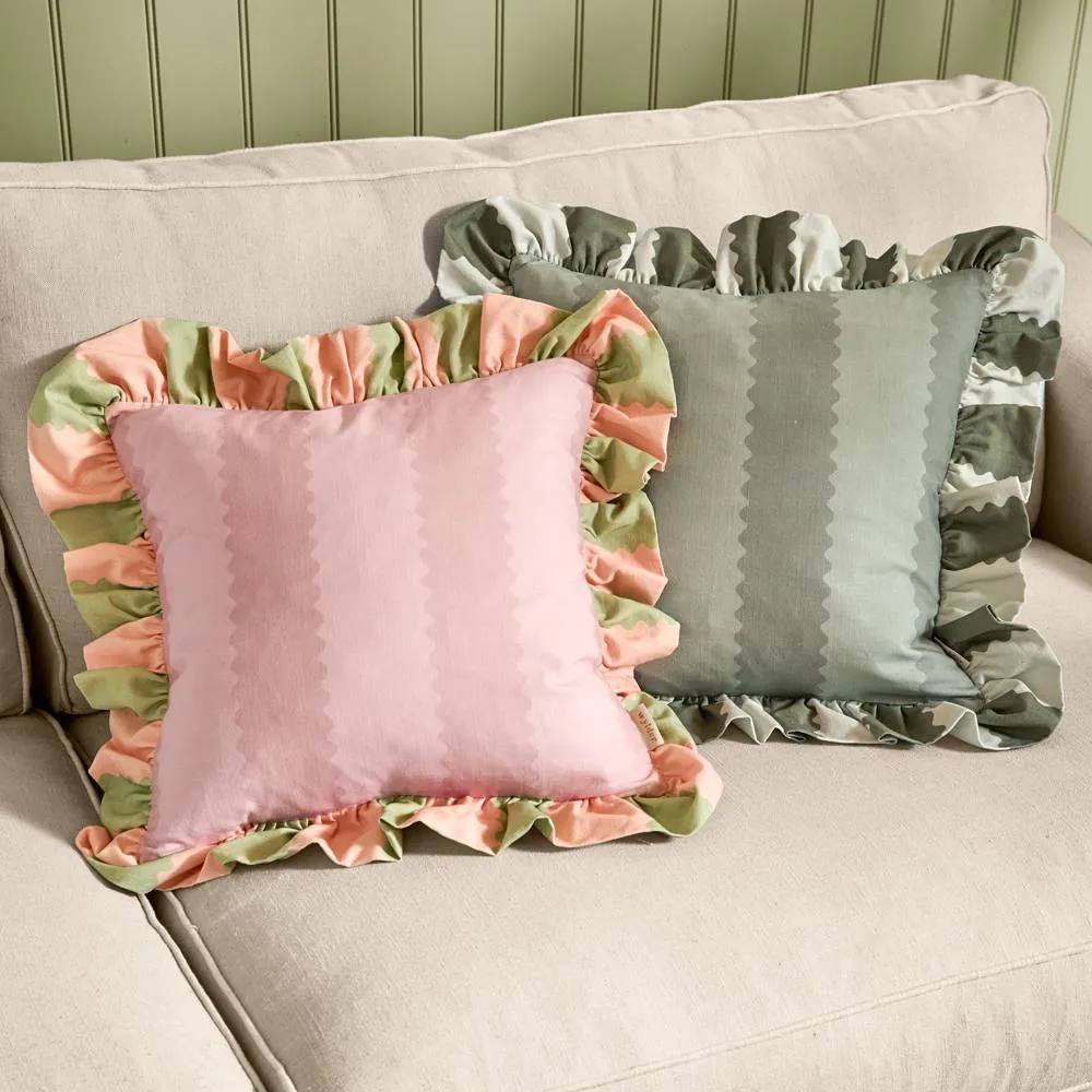 Wylder Birdie Stripe 100% Cotton Ruffle Cushion 4