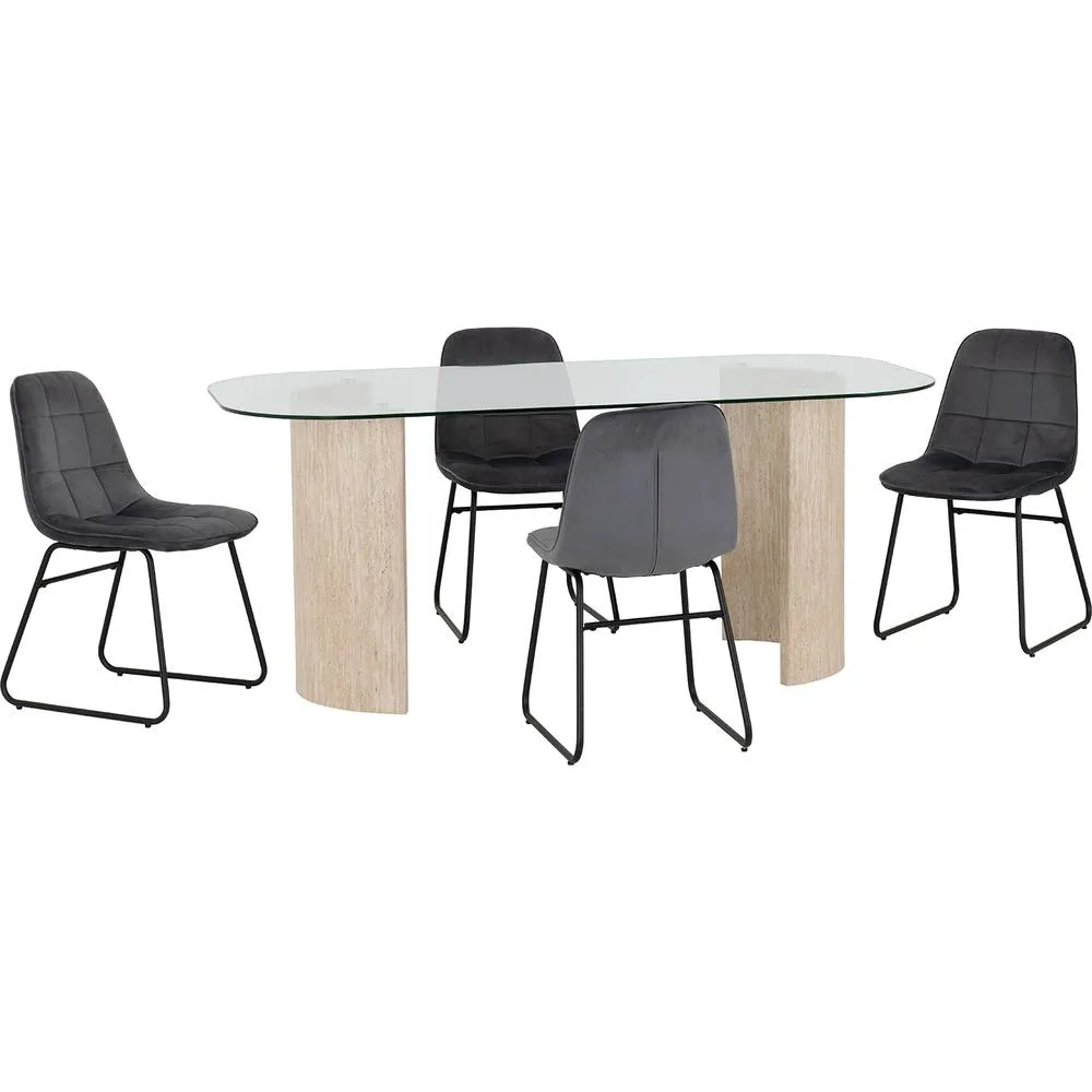 Seconique Modena Dining Set with Lukas Chairs in Grey 2