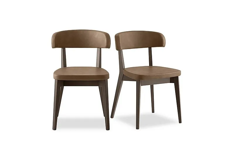 Siren Pair of Smoke Wooden Leg Dining Chairs - Tobacco