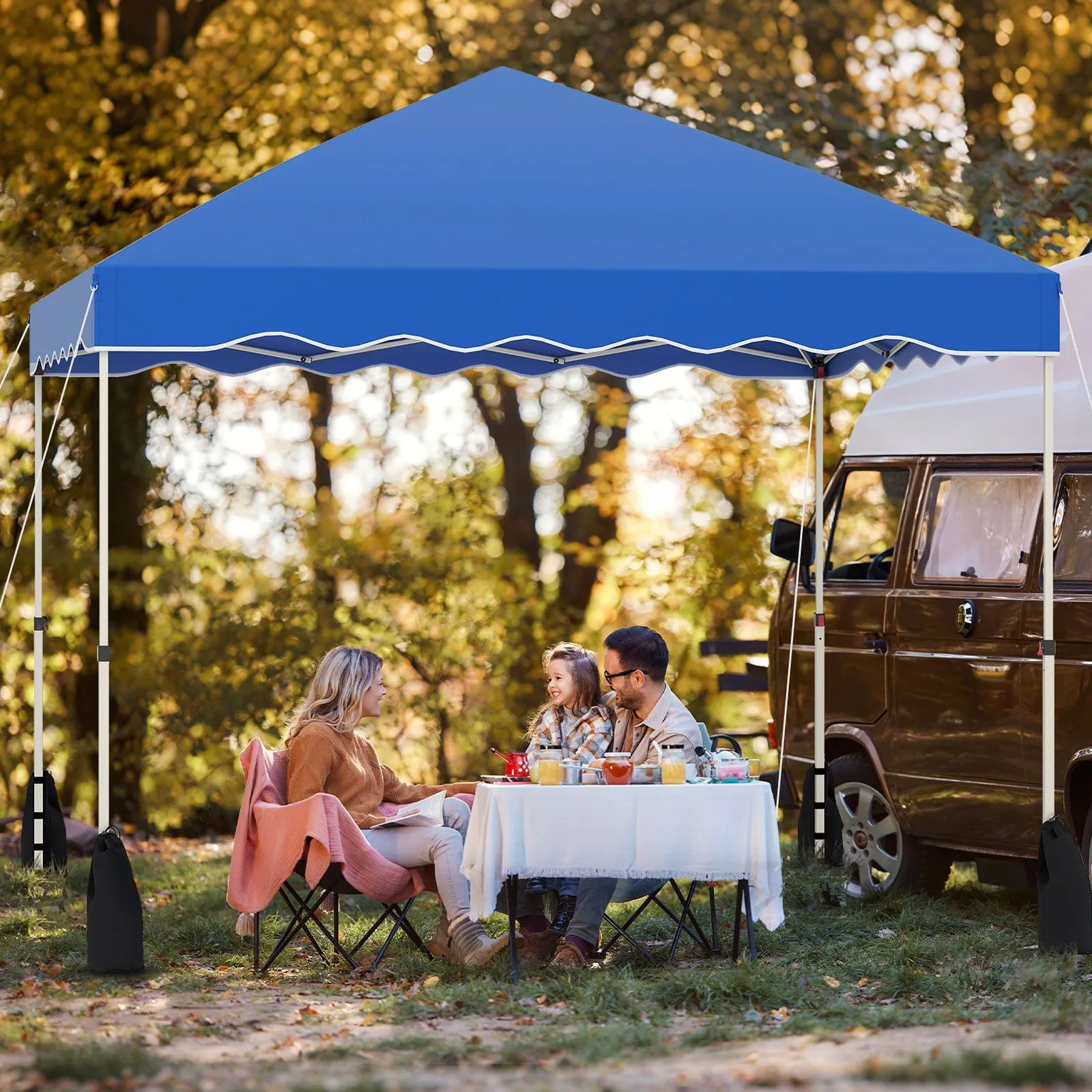 Costway 300 x 300 cm Pop up Canopy Tent Portable Foldable Patio Shelter in Blue 2