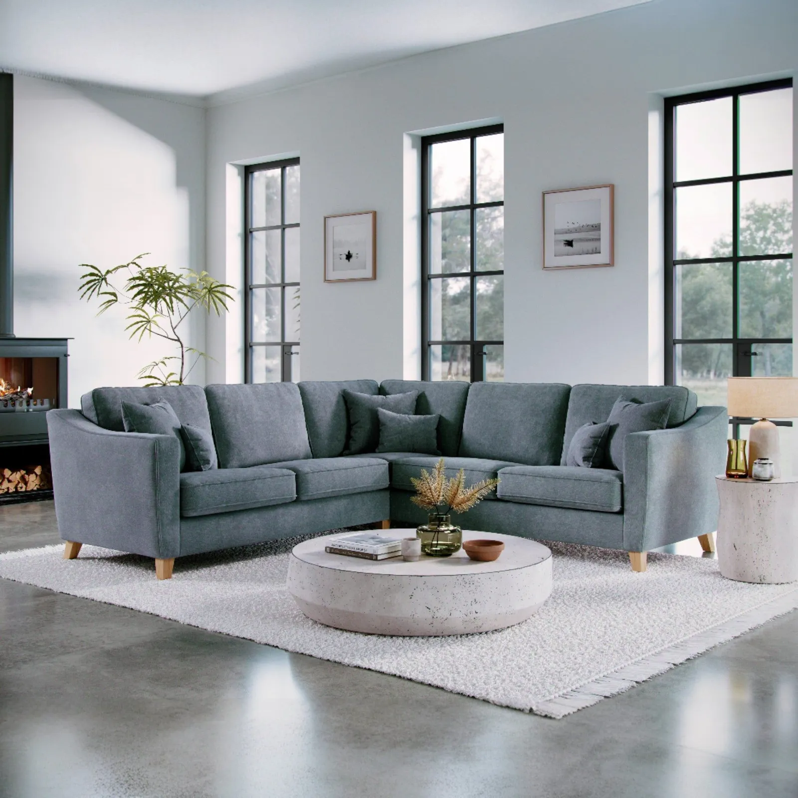 The Great Sofa Company Jackson Large Chenille Corner Sofa in Blue 1