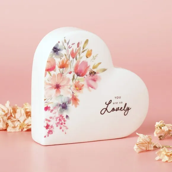 The Cottage Garden Floral Ceramic Heart Ornament