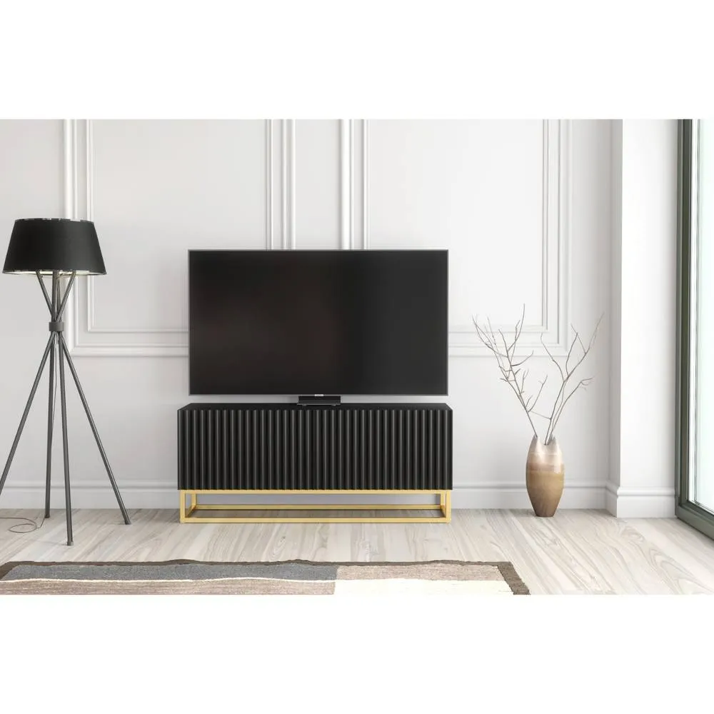 Creative Furniture Ripple TV Unit 100cm - Black with Fluted Doors 3