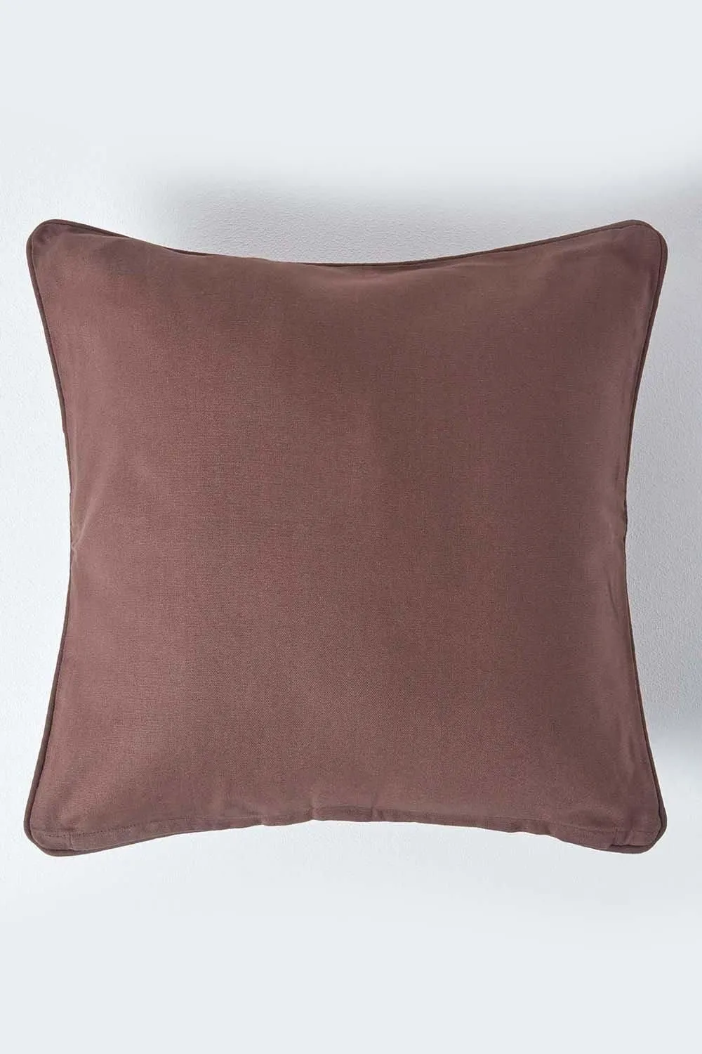 Homescapes Cotton Plain Cushion Cover in Chocolate 1