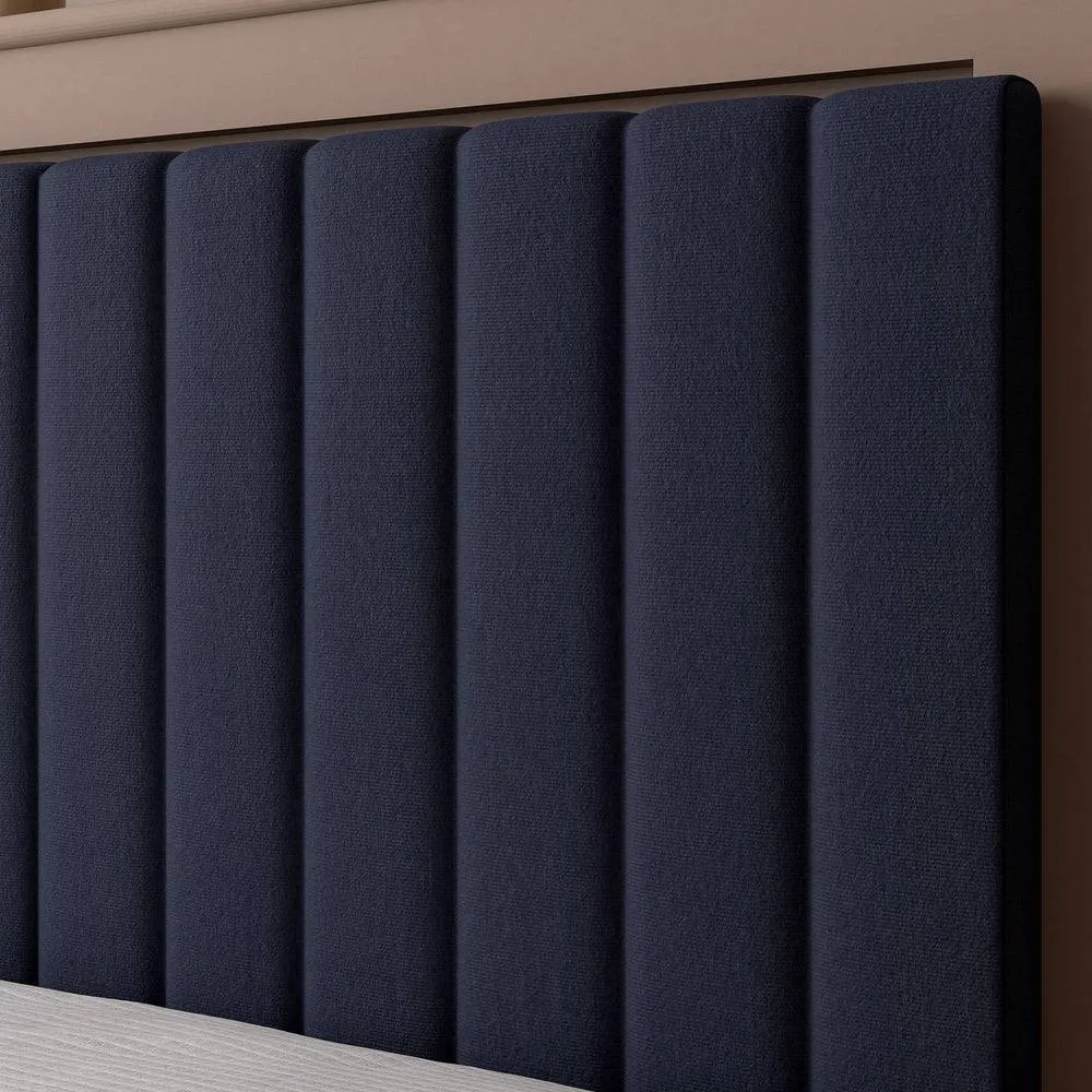 X Rocker Maisie Velvet Upholstered Ottoman TV Bed with Storage & LED Lights in Navy 3