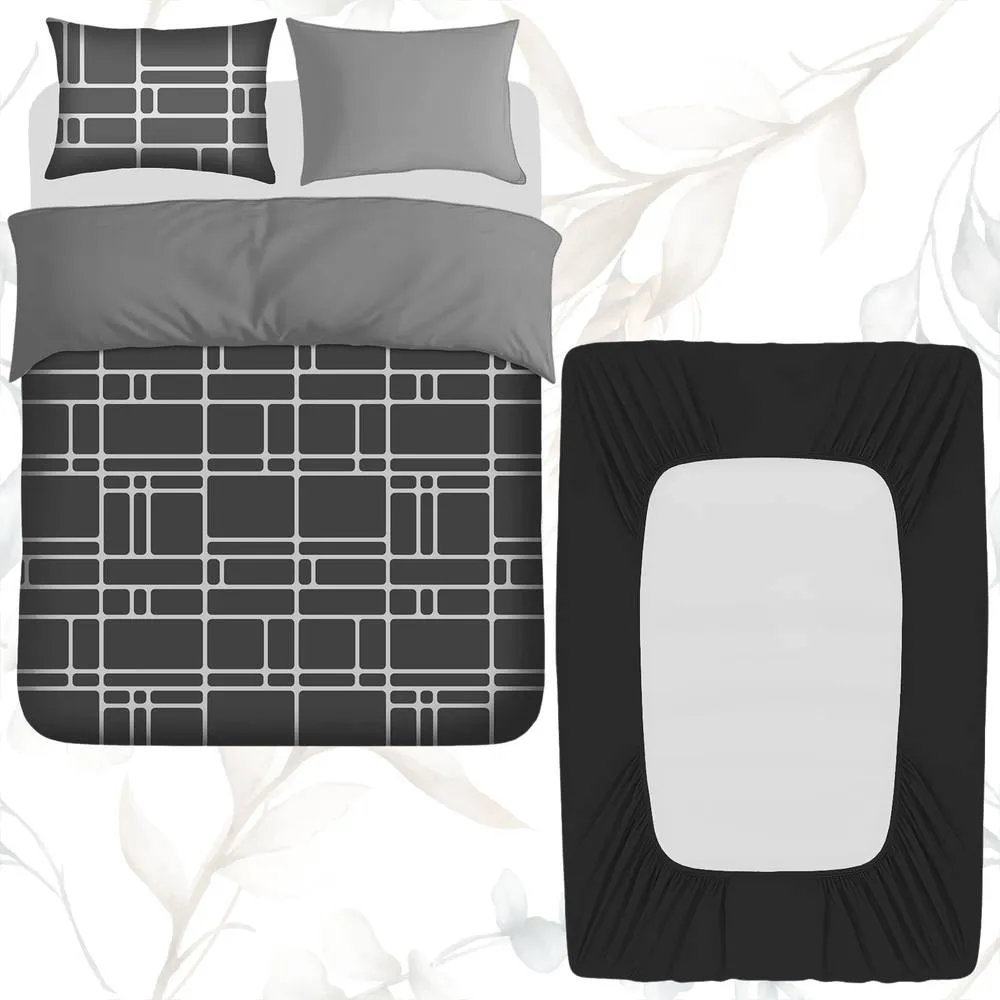 Grace Luxury 4 Pack Breathable Duvet Cover Set with Fitted Sheet in Charcoal