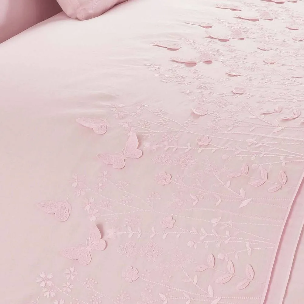 Rapport Home Papillon Polycotton Duvet Cover Set with Pillowcase in Dusty Pink 2