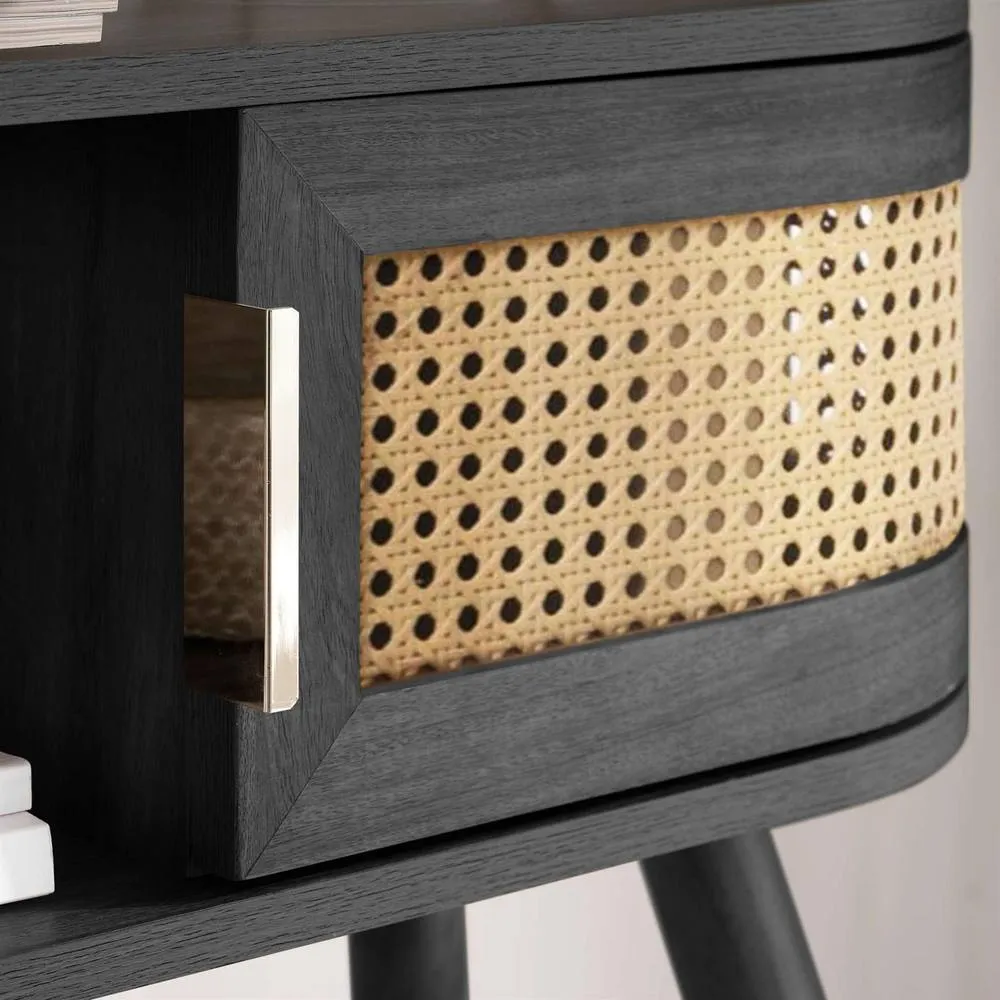 Birlea Rattan Console Table Sark Hall Table Dressing Table in Black 4