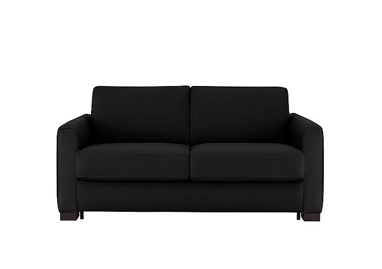 Alcova 2 Seater Leather Sofa Bed with Box Arms - Torello Nero - Sofas and Armchairs - In Time for Christmas