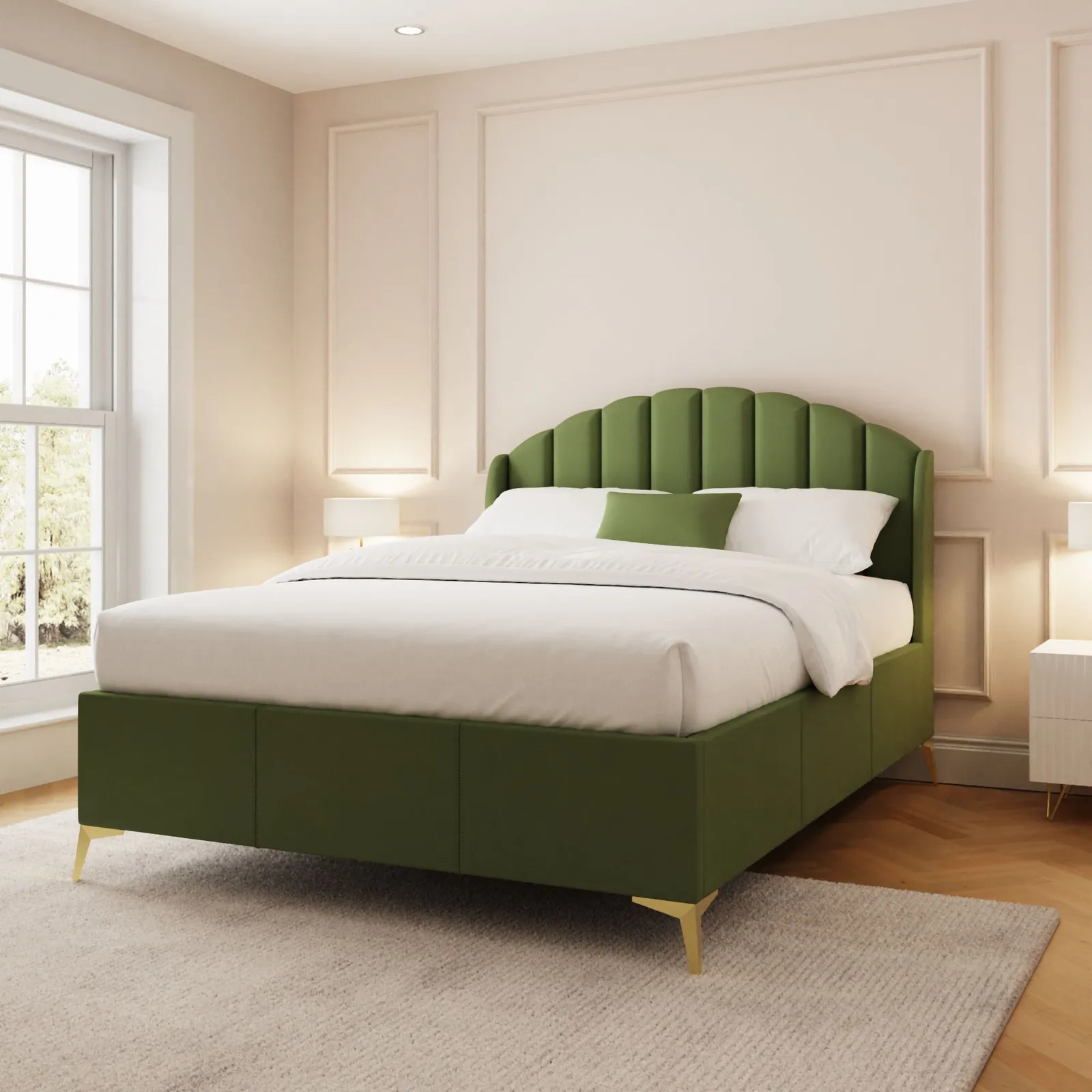 GFW Pettine End Lift Ottoman Storage Bed in Green