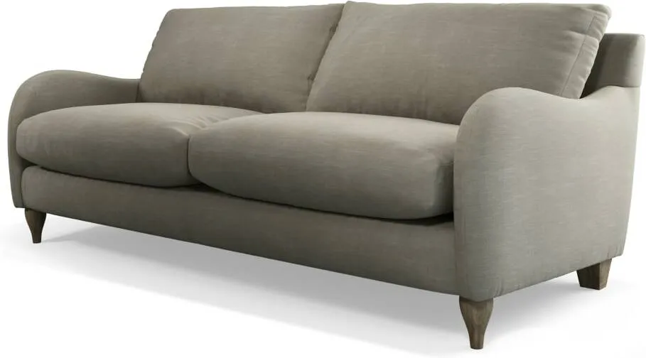 Custom MADE Sofia 3 Seater Sofa, Athena Putty with Light Wood Leg