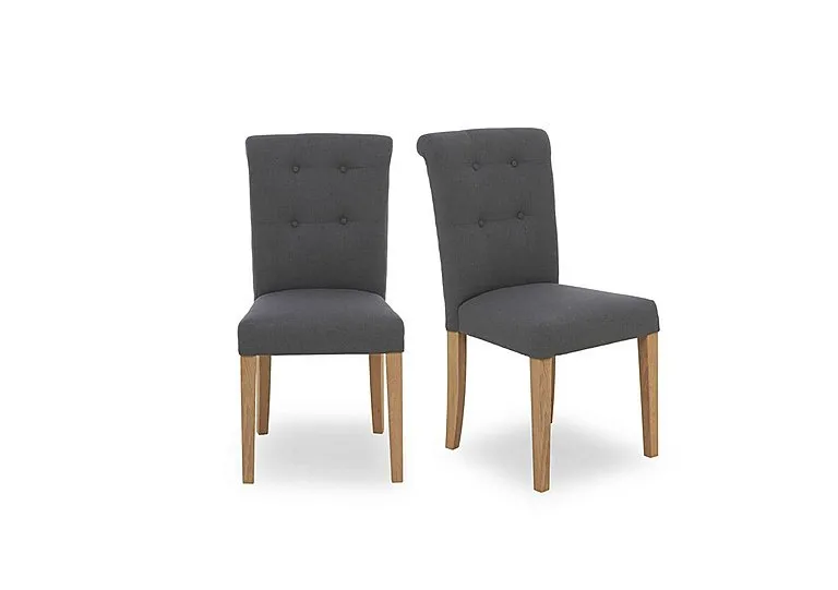 Augusta Pair of Roll Back Upholstered Dining Chairs - Anthracite