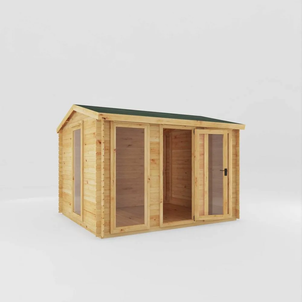 Mercia 3.5 x 3 m Reverse Apex Log Cabin - 19 mm - L313.4 x W352.8 x H259.5 cm in Light Tan 2