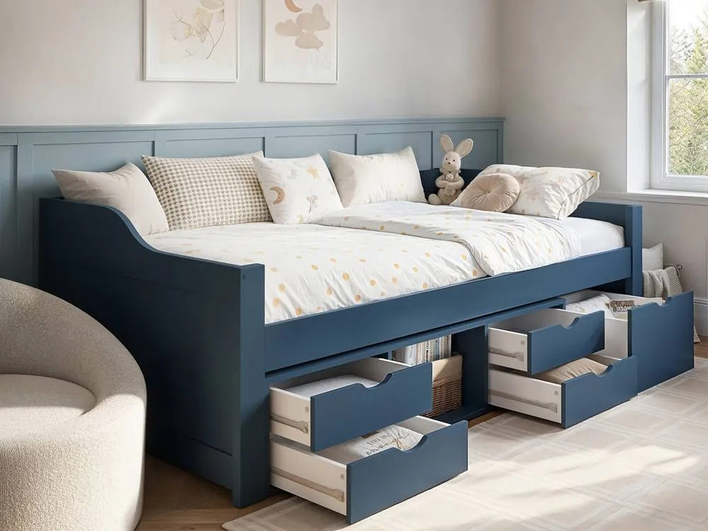 Flair Blair Low Sleeper Bed with Storage in Blue 2