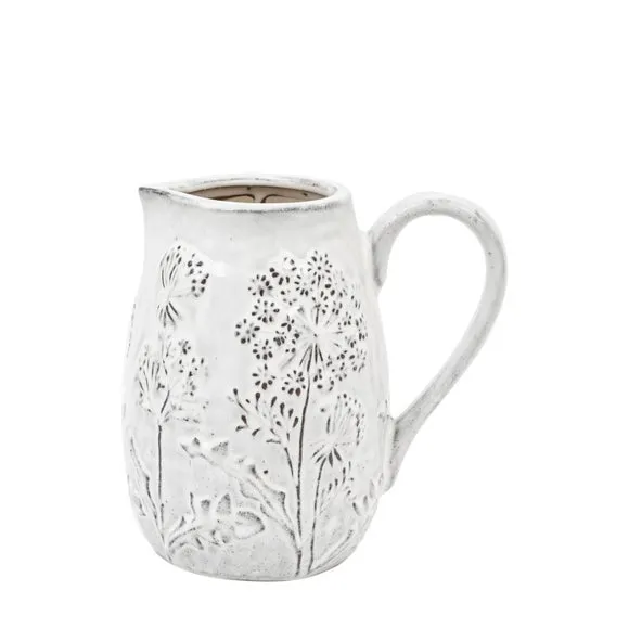 Cedar & Sage Meadow Embossed Ceramic Jug Vase 6