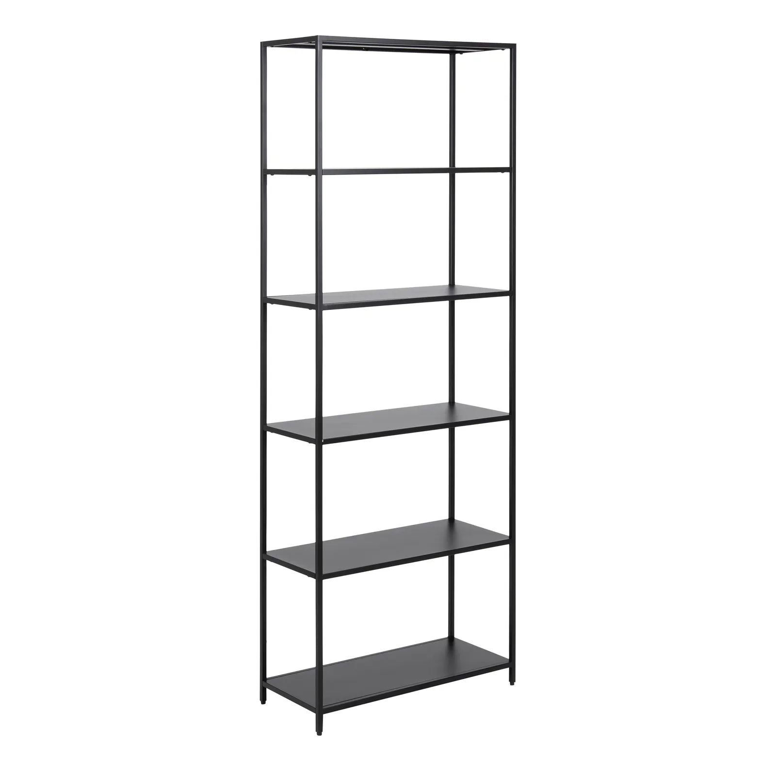 Furniture To Go Newcastle Tall Bookcase with 5 Shelves in Matt Black