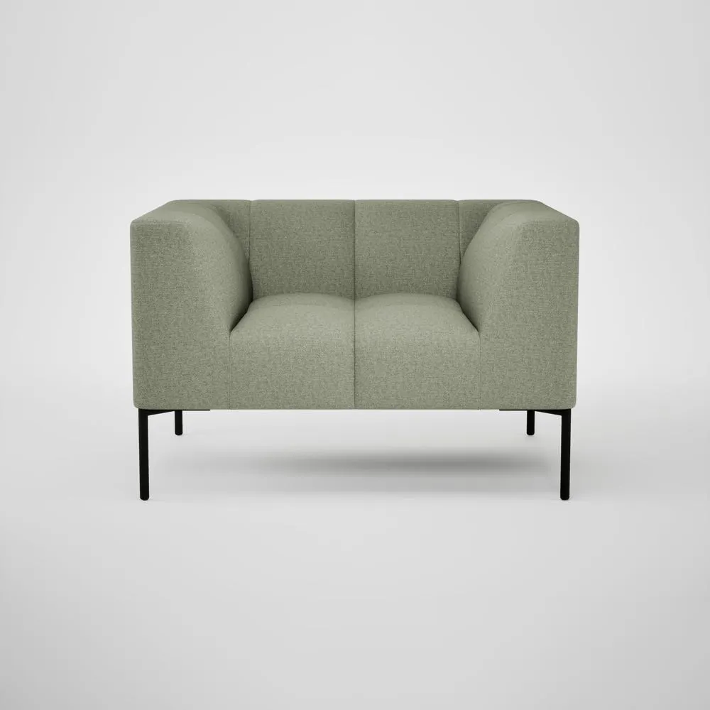 Heal's Quadro Armchair Siena Cotton Pistachio Black Feet 1