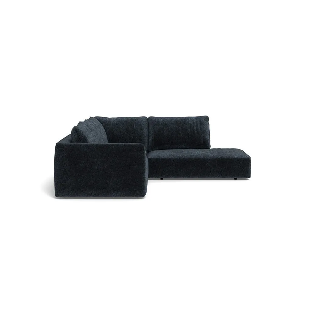 Heal's Morven Right Hand Facing Large Corner Sofa Boucle Velvet Space Black Feet 1