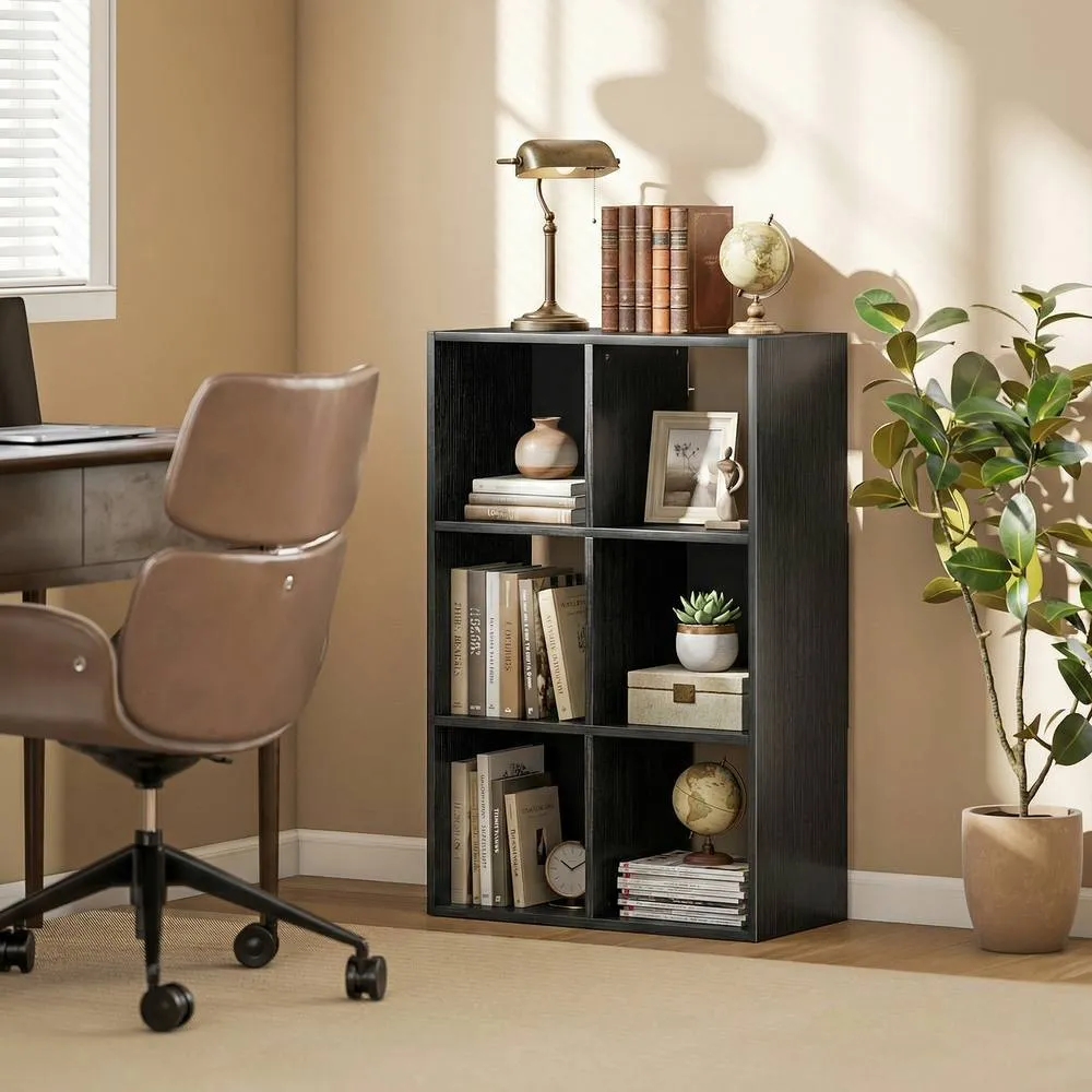 HOMCOM Industrial Style Storage Shelf, Bookcase, Bookshelf in Black